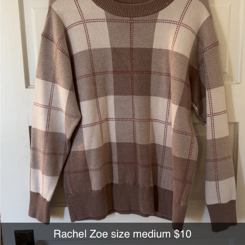 Rachel Zoe Women's Checkered Sweater - Brown and Cream